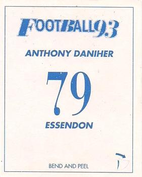 1993 Select AFL Stickers #79 Anthony Daniher Back